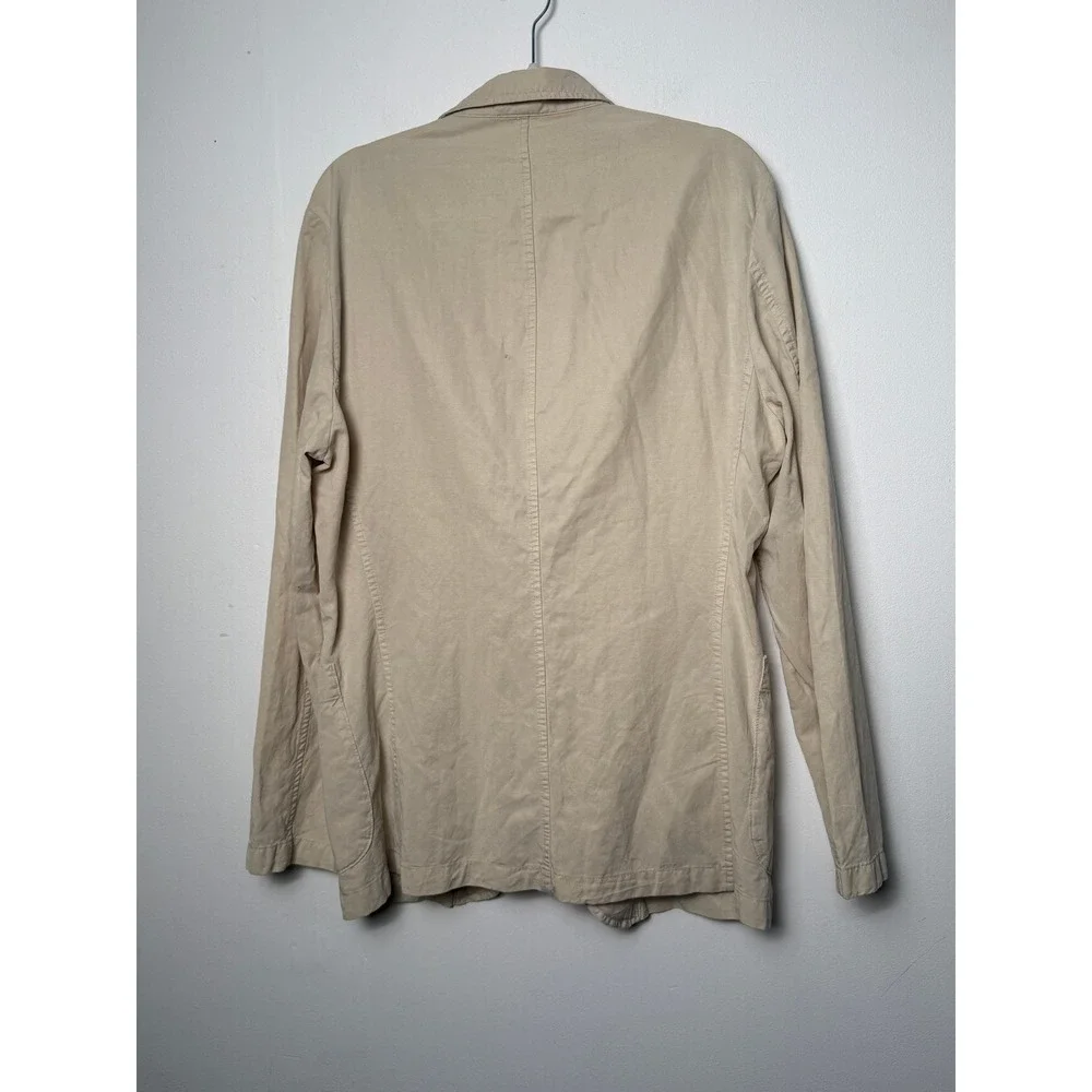 MNG Mango Mens Slim Fit Unstructured Cotton Blazer Jacket Beige Tan Size 40 US‎